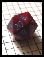 Dice : Dice - 20D - Chessex Red with Blue Speckles with Blue Numerals - Ebay June 2010